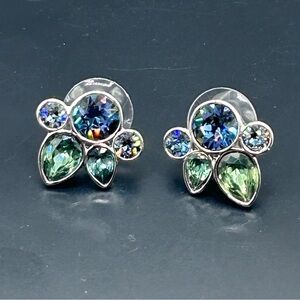 Givenchy - Crystal Post Earrings: Silvertone Hollywood Glam